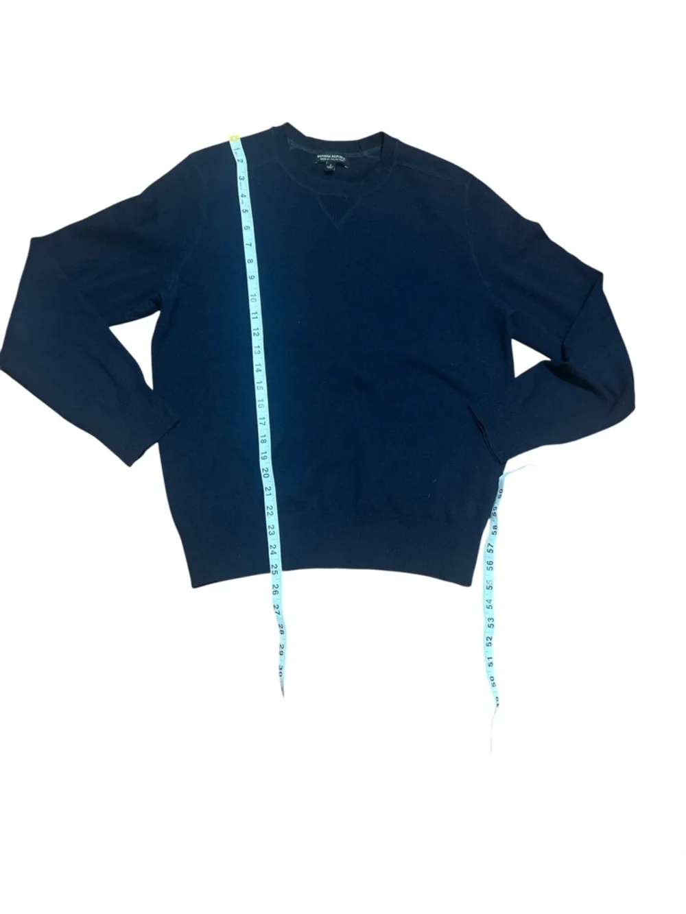 Banana Republic Mens Sweater S Navy Blue Merino Wool Italian Yarn Crewneck